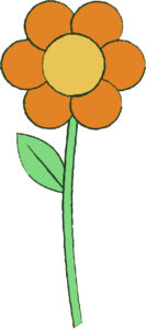 Orange flower used in opening and closing of diorama.